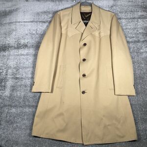Crownwear Overcoat Trench Men's 46 Long Beige Zip Out Liner‎ Western Cowboy